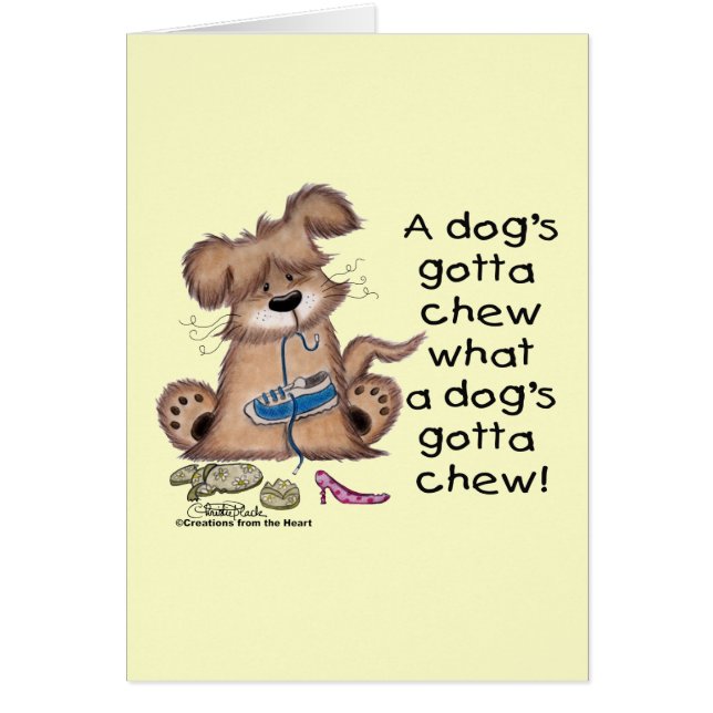 Hund Chews Shoes Hälsningskort (Framsidan)