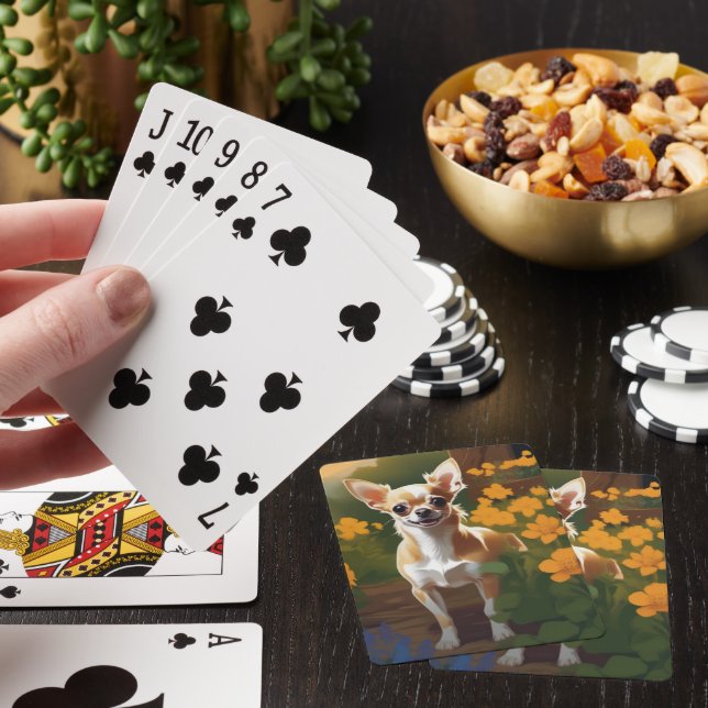 Hund Chihuahua i en blomma Casinokort (På plats)