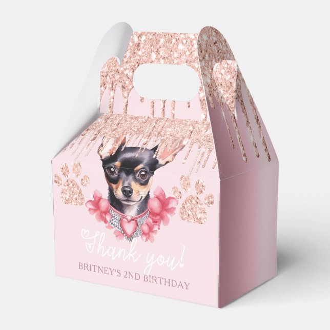 Hund Chihuahua med Glitter-födelsedagen Presentaskar (Framsidan Sidan)