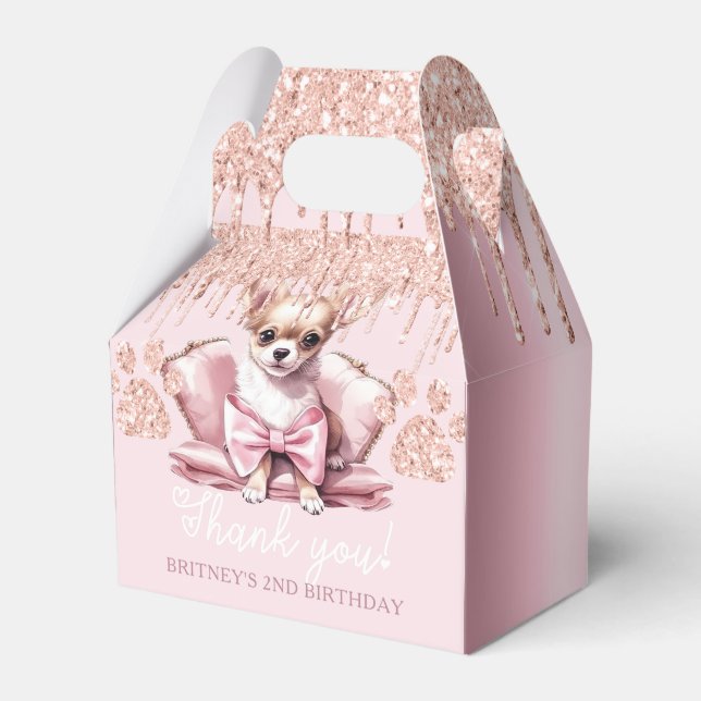 Hund Chihuahua med Glitter-födelsedagen Presentaskar (Framsidan Sidan)