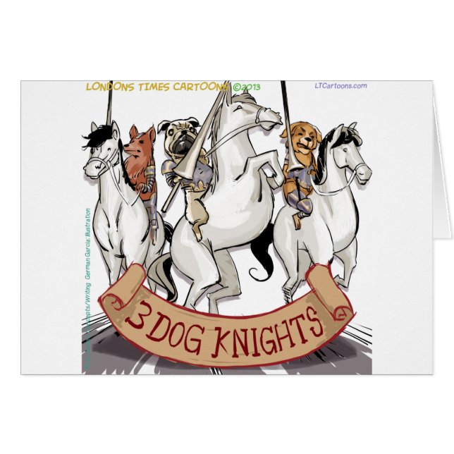 Hund Chivalry Funny Tecknad Hälsningskort (Framsidan Horizontal)