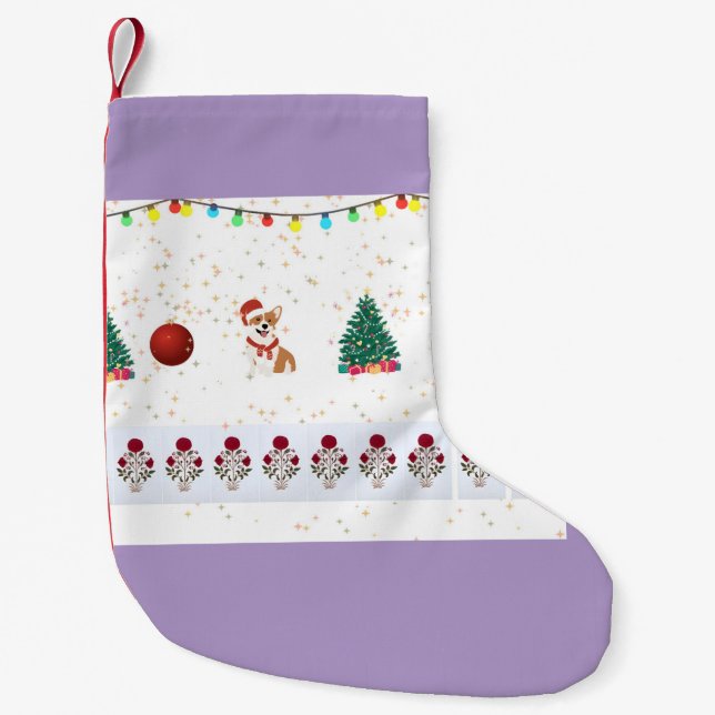 Hund christmas festive liten julstrumpa (Framsidan)