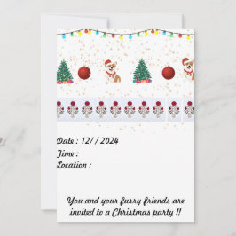 Hund christmas-inbjudan 5 x 7 inbjudningar