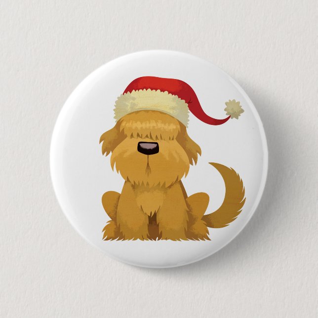 hund christmas vintage knapp (Framsida)
