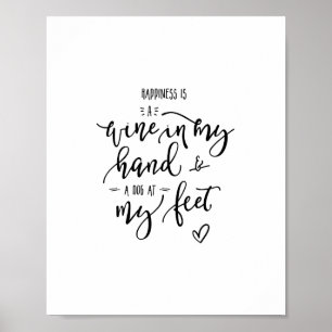 Hund Citat Vin Modern Art Hand Lettered Typography Poster