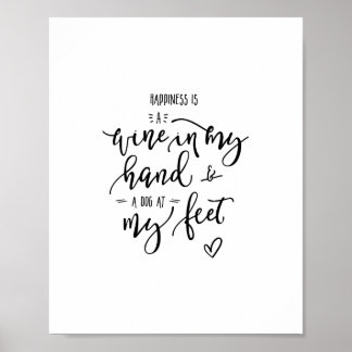 Hund Citat Vin Modern Art Hand Lettered Typography Poster