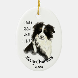 Hund Collie-offert för Gräns Watercolor Julgransprydnad Keramik