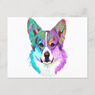 Hund Colorful Welsh Corgi T-Shirt Vykort