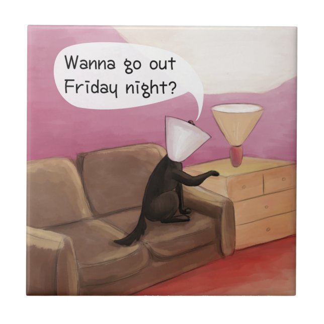 Hund Cone Dating Funny Tecknad Kakelplatta (Framsidan)