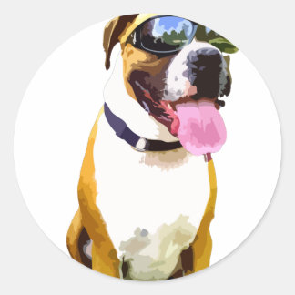 Hund coola Boxer Runt Klistermärke