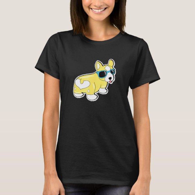 Hund coola Shades Corgi Butt T Shirt (Framsida)