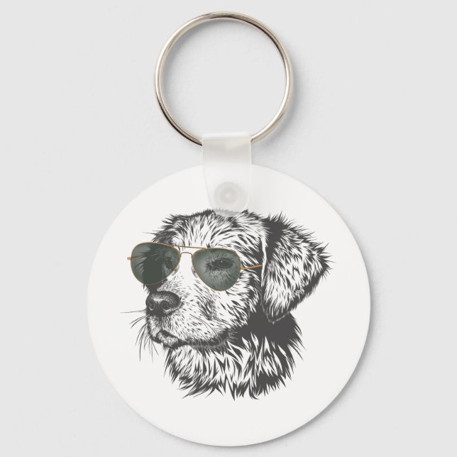 Hund coola Shades Nyckelring (Framsida)