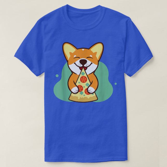 hund corgi äter pizza djurälskare t shirt (Design framsida)