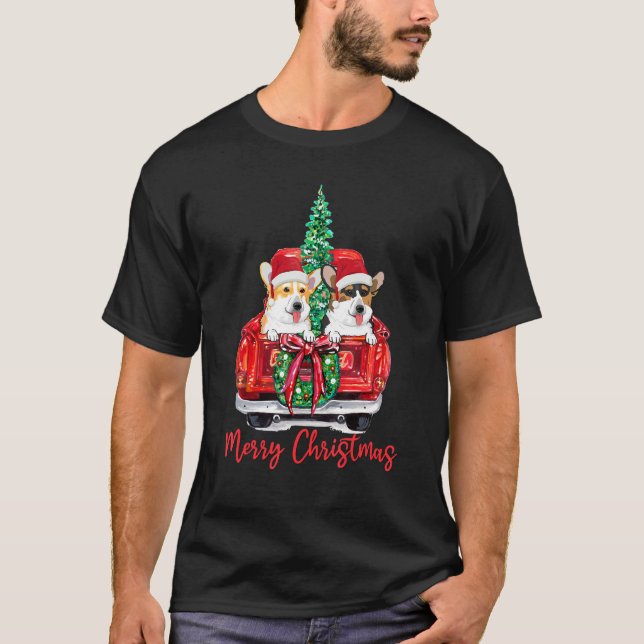 Hund Corgi Red Lastbil jul Pajama T Shirt (Framsida)