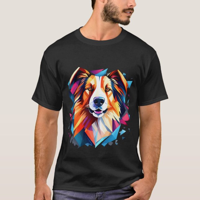 Hund Cubism Art Stil T Shirt (Framsida)