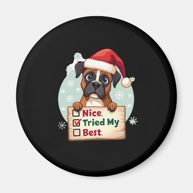 Hund Cute Boxer hund God jul... Magnet (Framsidan)