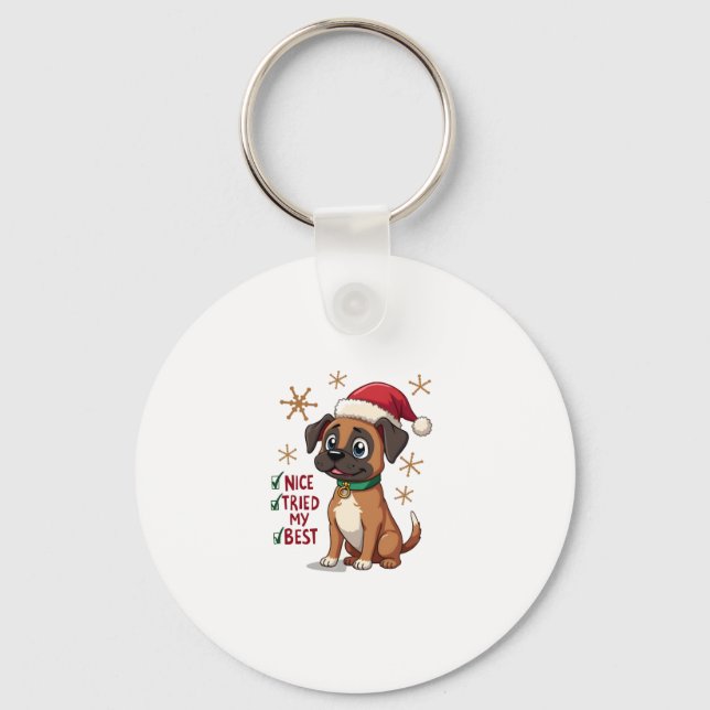 Hund Cute Boxer hund God jul... Nyckelring (Framsida)