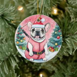 Hund Cute Fransk Bulldog Julgransprydnad Keramik