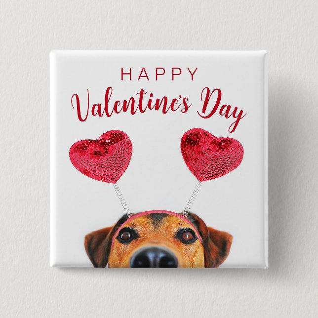 Hund Cute Heart Headband Knapp (Framsida)