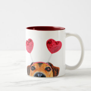 Hund Cute Heart Headband Två-Tonad Mugg