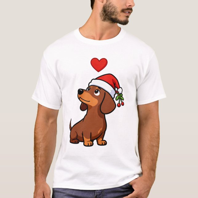 Hund Cute jultomshund Santa Hat T Shirt (Framsida)