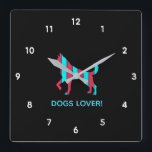 Hund - Cute Pet Art, Blått och rött Abstrakt Djur Fyrkantig Klocka<br><div class="desc">Retro,  pop,  färglöst skapande av Hund silhouette,  Square Clock. Speciellare tema för blå och röd färg,  med enkla men elegant ikoner formaterade med en originalbild.Originaldigital bild av Raphael Studio - 'Hund'.
Retro pop & stil,  unik design.
Redigerbar text: Ändra rubriken till din inställning.</div>