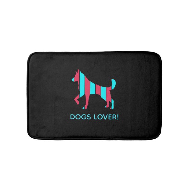 Hund - Cute Pet Art, Blue & Red Abstrakt Animal Badrumsmatta (Framsidan)