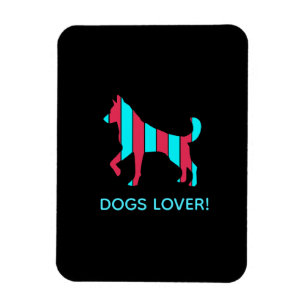 Hund - Cute Pet Art, Blue & Red Abstrakt Animal Magnet