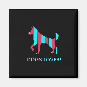 Hund - Cute Pet Art, Blue & Red Abstrakt Animal Magnet