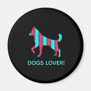 Hund - Cute Pet Art, Blue & Red Abstrakt Animal Magnet