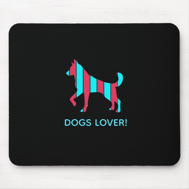 Hund - Cute Pet Art, Blue & Red Abstrakt Animal Musmatta (Framsidan)