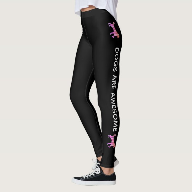 Hund - Cute Pet Art, Rosa Abstrakt Animal Leggings (Vänster)