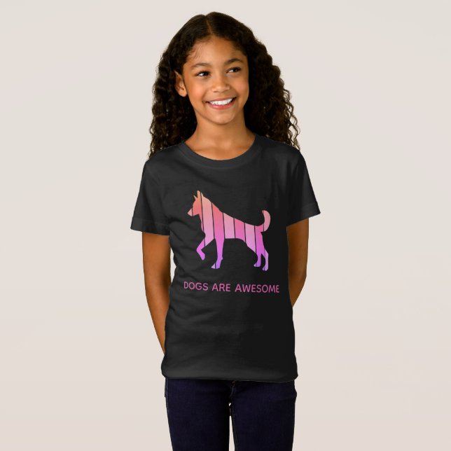 Hund - Cute Pet Art, Rosa Abstrakt Animal T Shirt (Hel framsida)