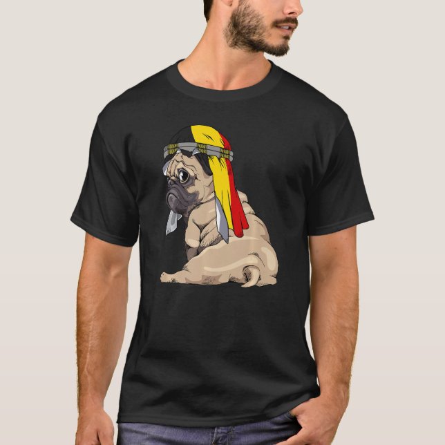 Hund Cute Pug Retro Belgium Flagga Pride T Shirt (Framsida)