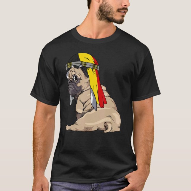 Hund Cute Pug Retro Belgium Flagga Pride T Shirt (Framsida)