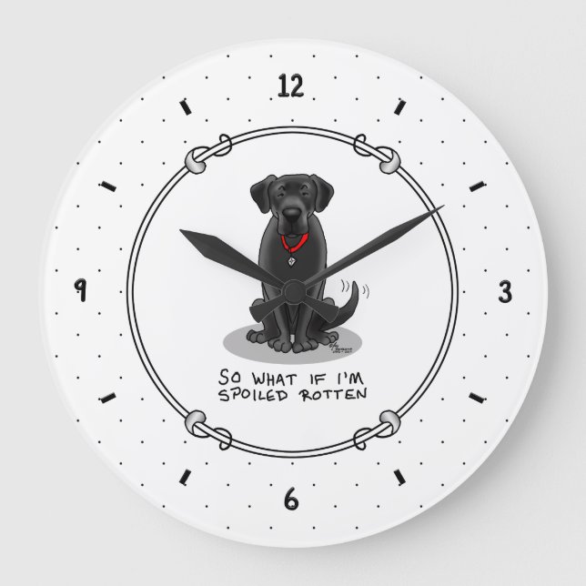 Hund Cute Spotten Black Labrador Retriever Stor Klocka (Framsida)