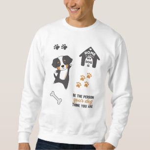 Hund Cute Sticker Set Bernese Mountain Lång Ärmad Tröja