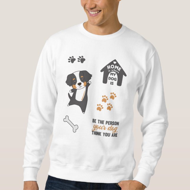 Hund Cute Sticker Set Bernese Mountain Lång Ärmad Tröja (Framsida)