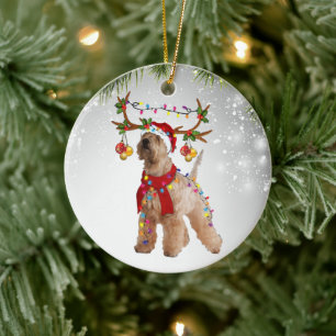Hund Cute Wheaten Terrier Reindee Animal puppes pe Julgransprydnad Keramik