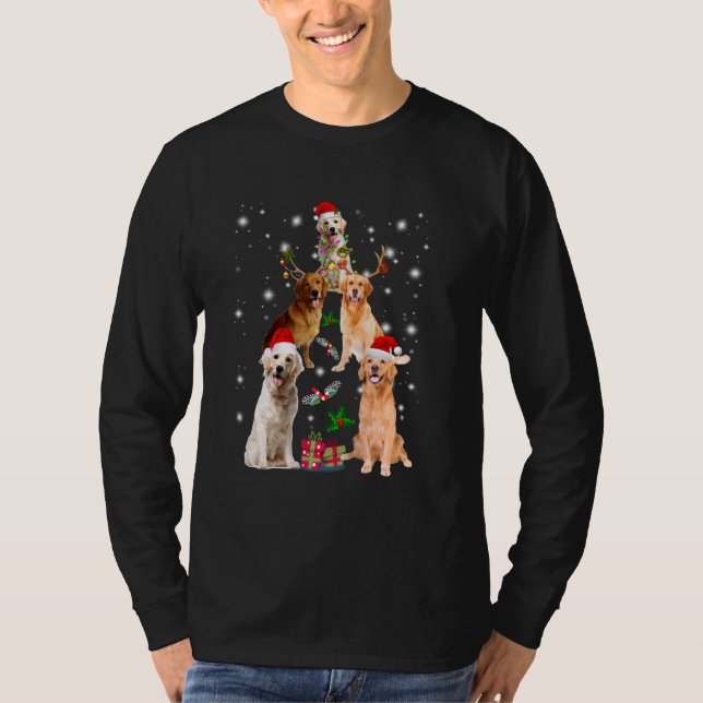 Hund Da vid jul Pajama Golden Retriever Träd Julaf T Shirt (Framsida)