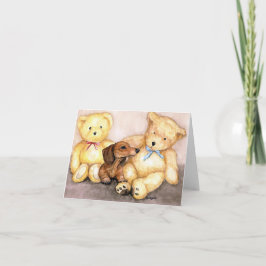 hund "Dachshund and Bear Friends" Art Notecard Kort