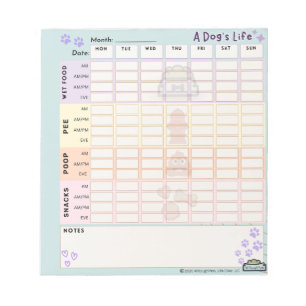 Hund Daily Tracker Anteckningsblock 40 Lakan w/mån
