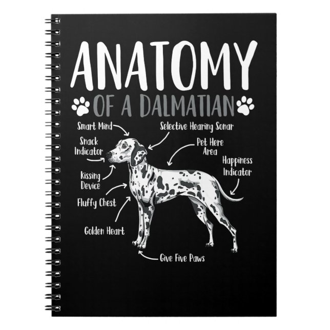 Hund Dalmatien Anatomy 59 Hund älskare Anteckningsbok (Framsidan)