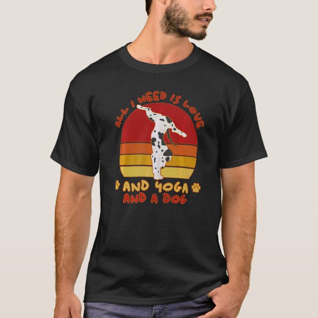 Hund Dalmatien Hundägare Yoga Hund T Shirt (Framsida)