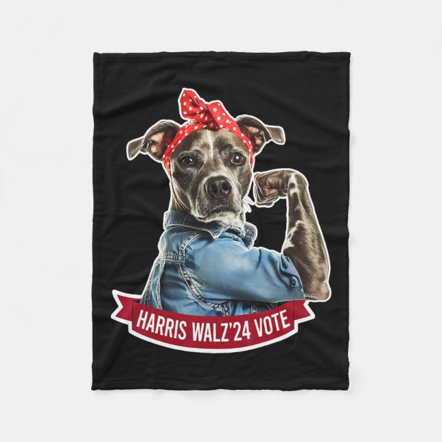 Hund Dam Kamala Harris Tim Walz Rösträtt i valet Fleecefilt (Framsidan)