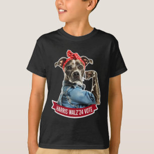 Hund Dam Kamala Harris Tim Walz Rösträtt i valet T Shirt