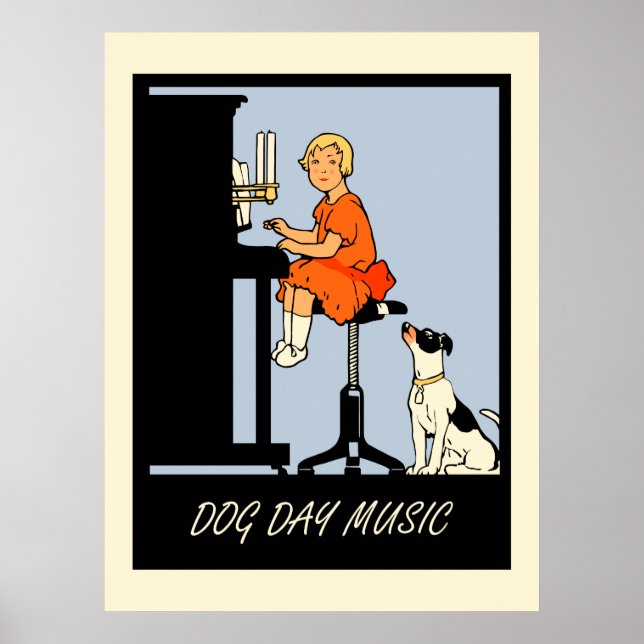 Hund day-musikaliska retro stil poster (Framsidan)