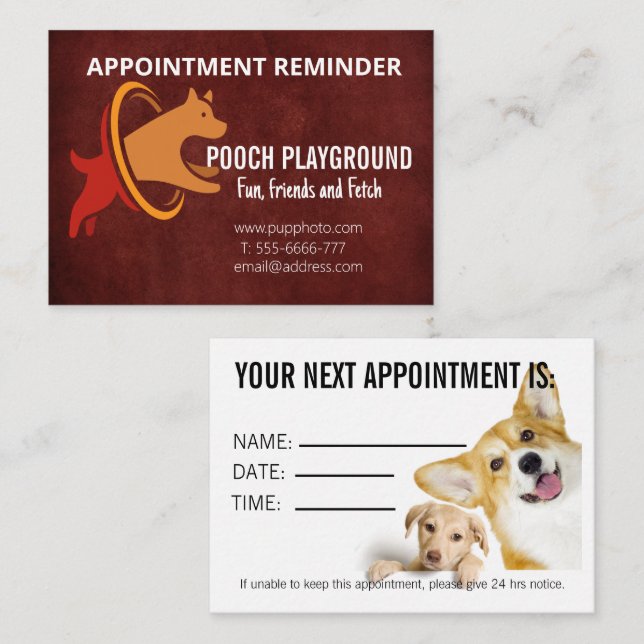 Hund Daycare Business Appointement Card Anteckningskort (Fram/baksida)