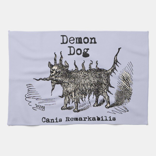 Hund Demon Vintage Funny Cute Kökshandduk (Horisontell)
