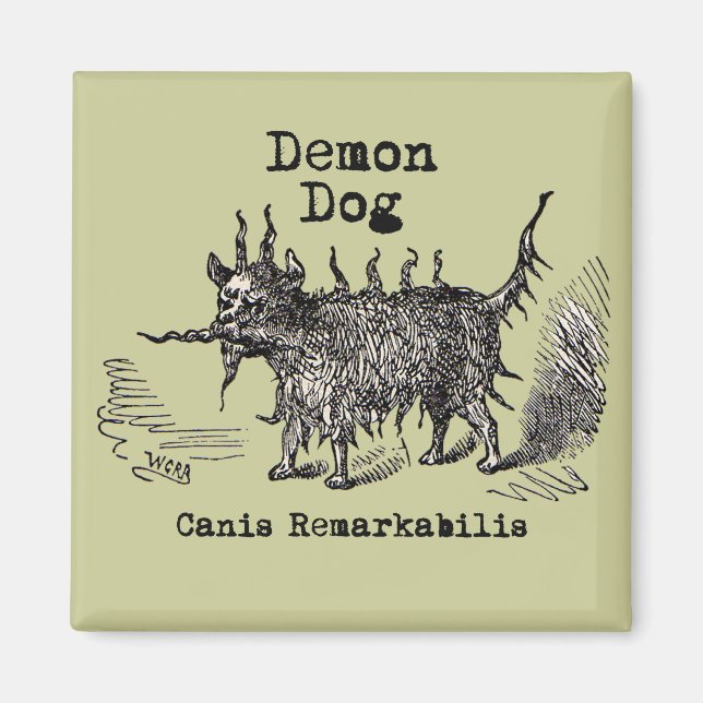 Hund Demon Vintage Funny Cute Magnet (Framsidan)